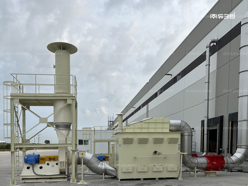 ESS 제조 시 발생하는 분진을 포집하기 위해 듀크린 흡착탑 집진를기 해외에 설치